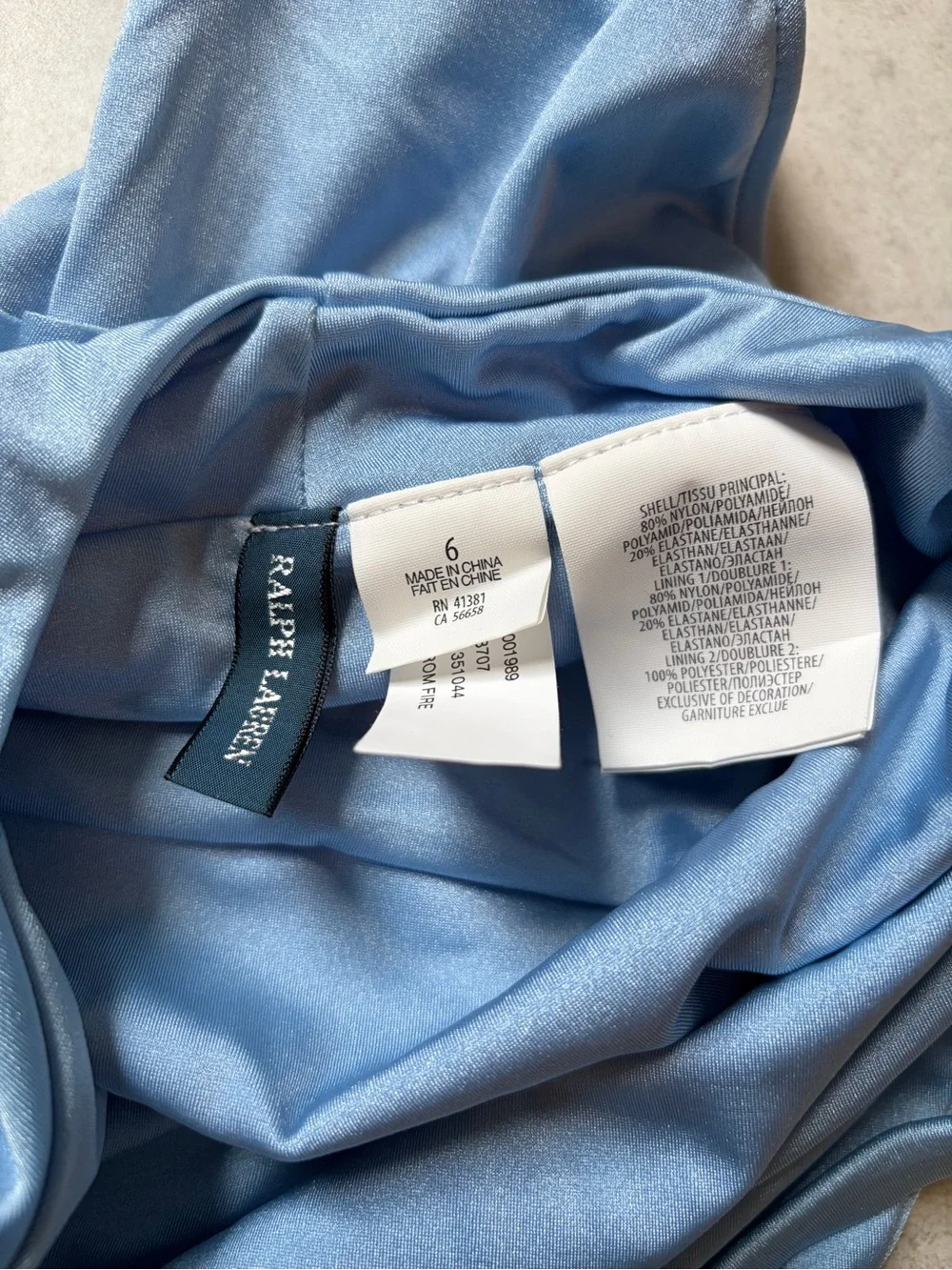 Ralph Lauren Light Blue Ruffle-Hem One-Piece Swimsuit New